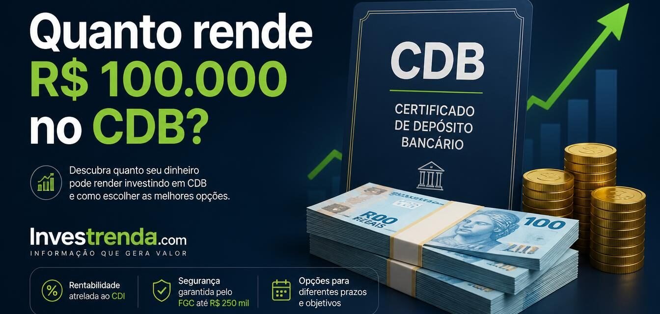 Quanto rende R$ 100.000 no CDB? Descubra quanto pode render