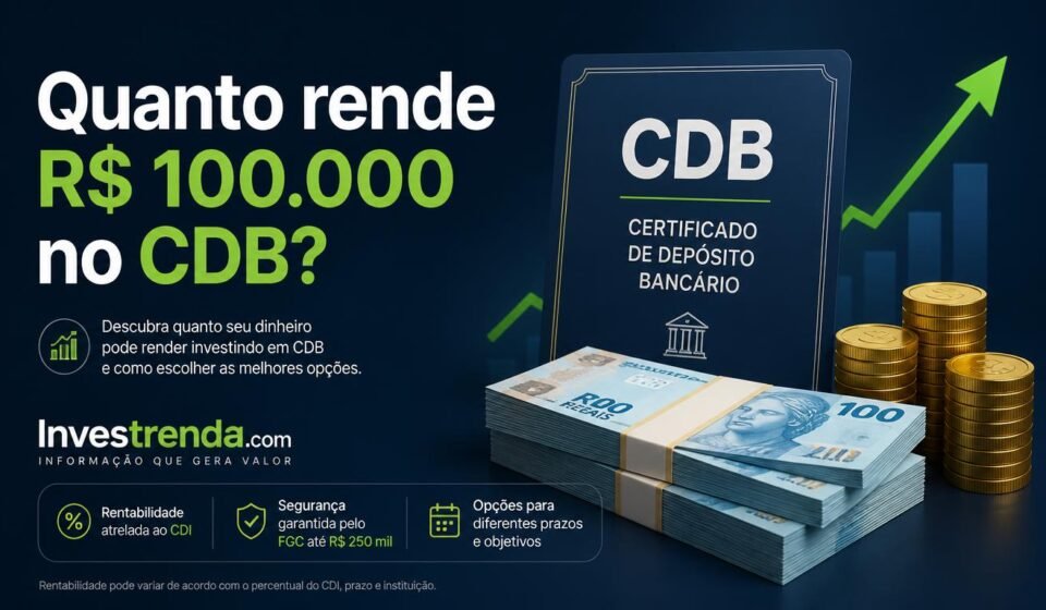 Quanto rende R$ 100.000 no CDB? Descubra quanto pode render